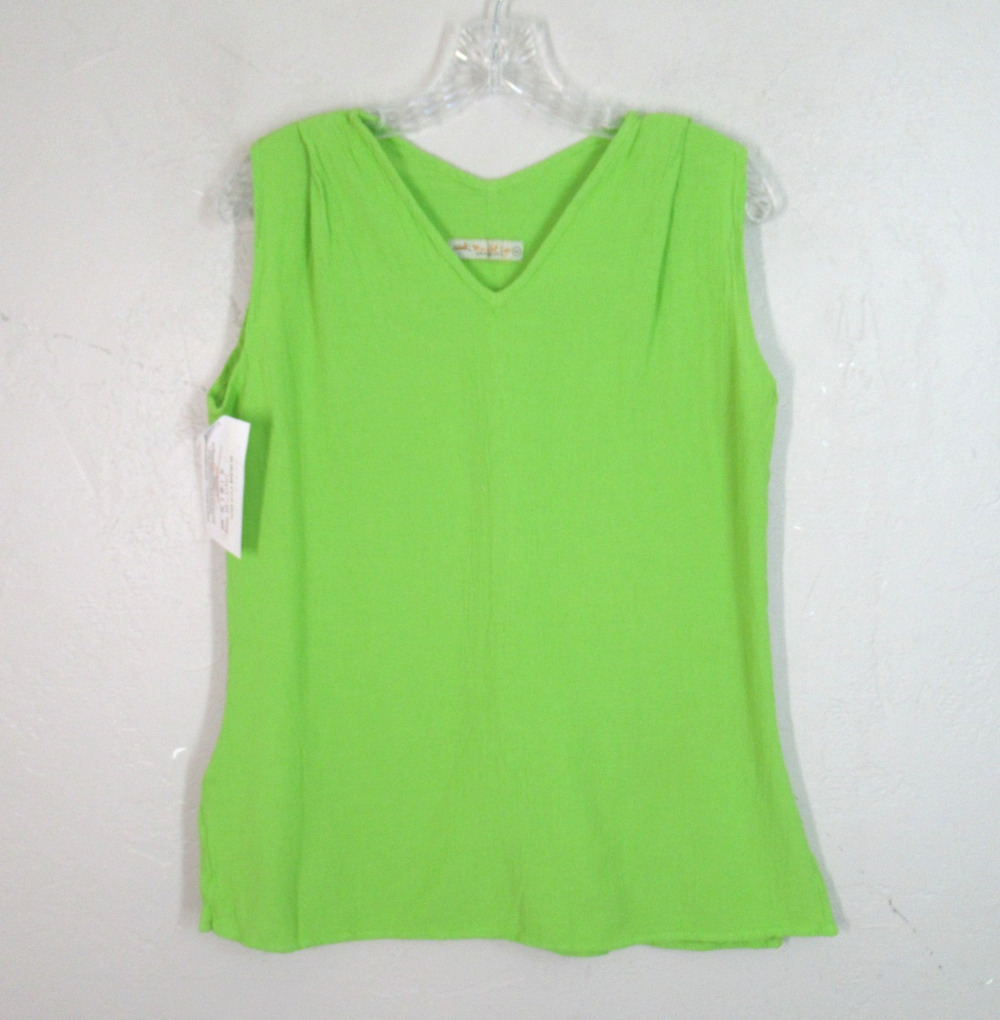 Maria de Guadalajara Top M Zitla Lime Beach Gauze Pullover Slvlss Vneck